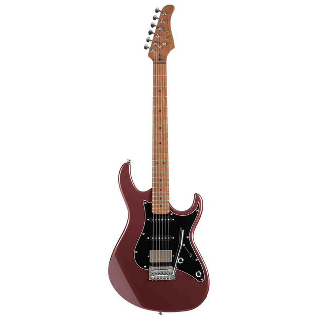 Cort G250SE VVB Elektrische Gitaar HSS Linden Roasted Maple Vivid Burgundy met 2-Punts Tremolo
