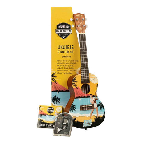 Kala Learn To Play Elvis Blue Hawaii concert ukulele starterkit – Mahonie, met Elvis-lesmateriaal, tuner en app