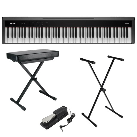 NUX NPK-200/BK Stage Piano Set met Standaard, Kruk en Sustainpedaal - 88 toetsen