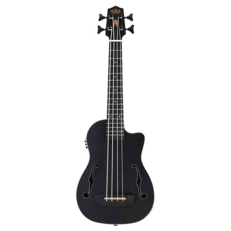 Kala Journeyman Black U•BASS® bas ukulele – Mahonie, Matte Zwart, F-Holes, Elektrisch-Akoestisch met EQ en Gigbag