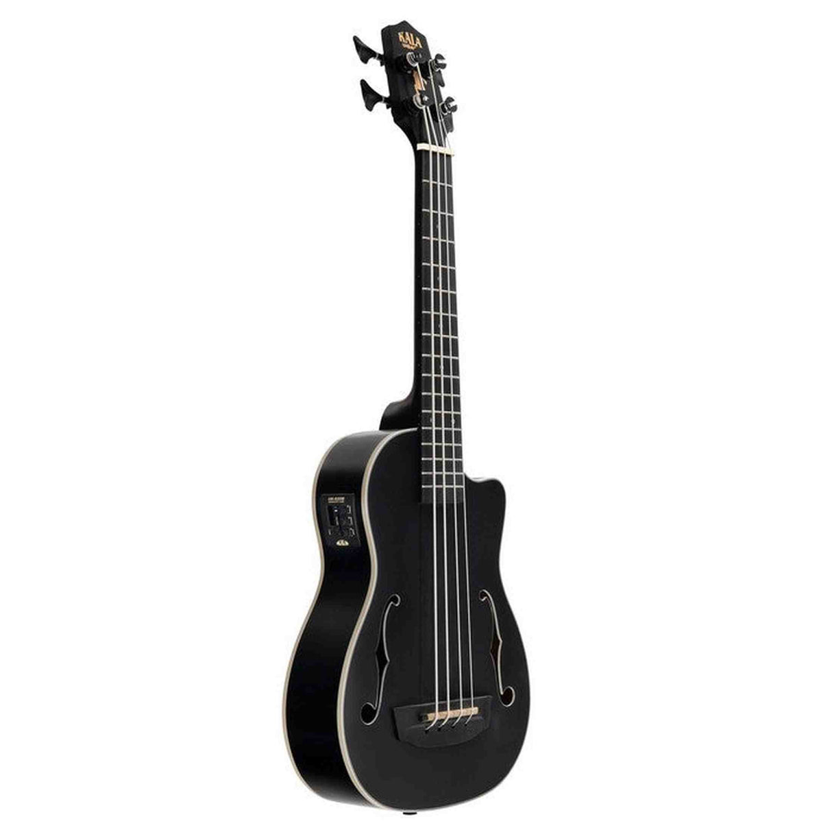 Kala Journeyman Black U•BASS® bas ukulele – Mahonie, Matte Zwart, F-Holes, Elektrisch-Akoestisch met EQ en Gigbag